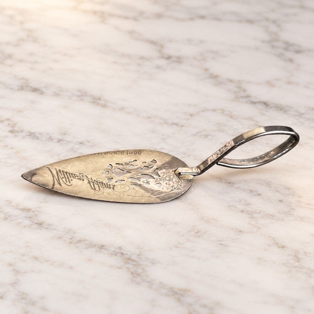 Vintage William Adams Silverplate Pierced Pie Cake Server Italy Original Box